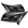 Whole-In-One Projector Headlights LED Halo -DRL Black High H1 Low H7 for 2011-2014 Chevy Cruze WH3850303
